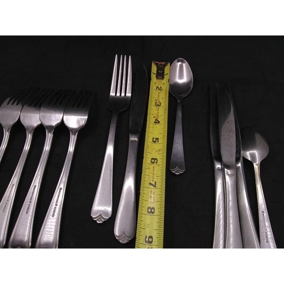 Vtg. Set Of 11 International China Satin Lotus Pattern ? Stainless Flatware READ - Picture 4 of 12